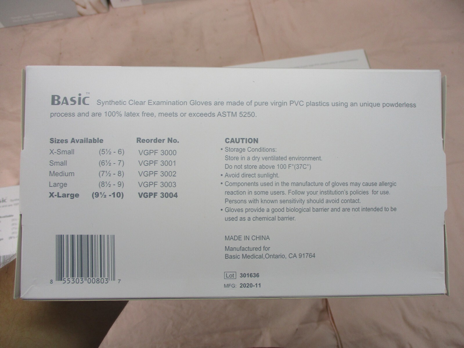 Vinyl Exam Gloves Clear Lot of 300 Cardinal Health Basic Size Extra Large XL