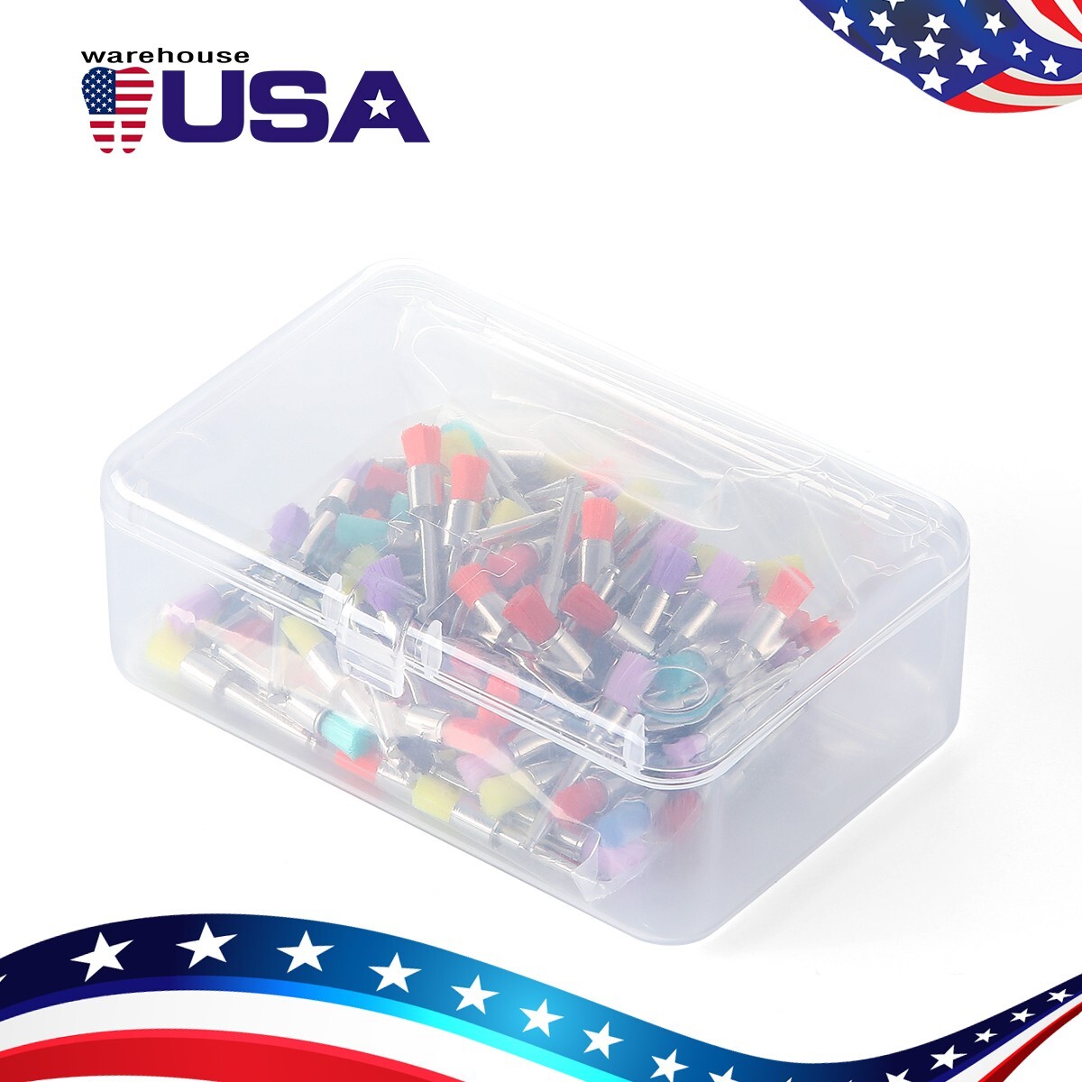 100Pcs USPS Dental Colorful Nylon Bowl Polishing Polisher Prophy Brushes Flat
