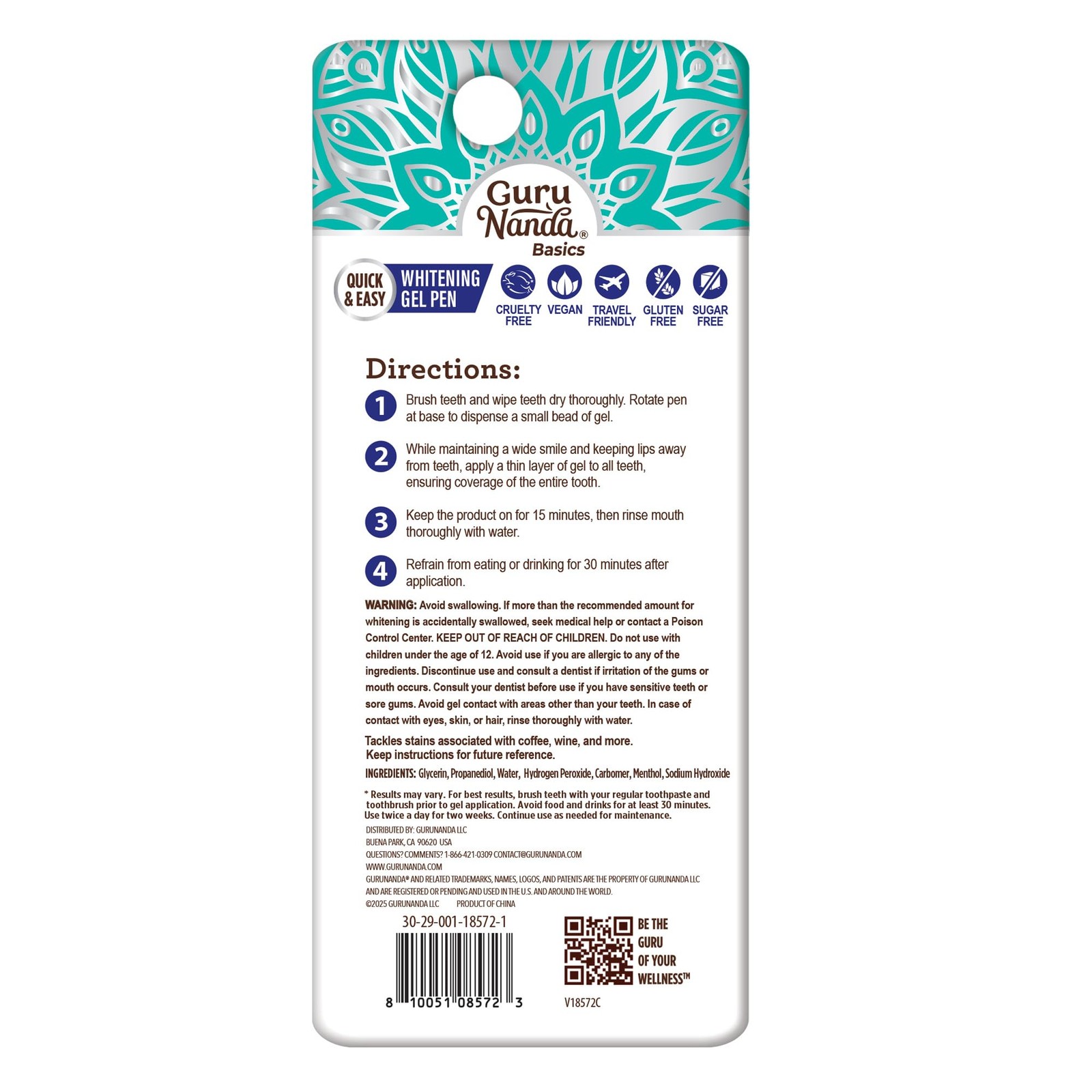 GuruNanda Teeth Whitening Pen,(0.06 fl oz)-20 0.06 Fl Oz (Pack of 1), White