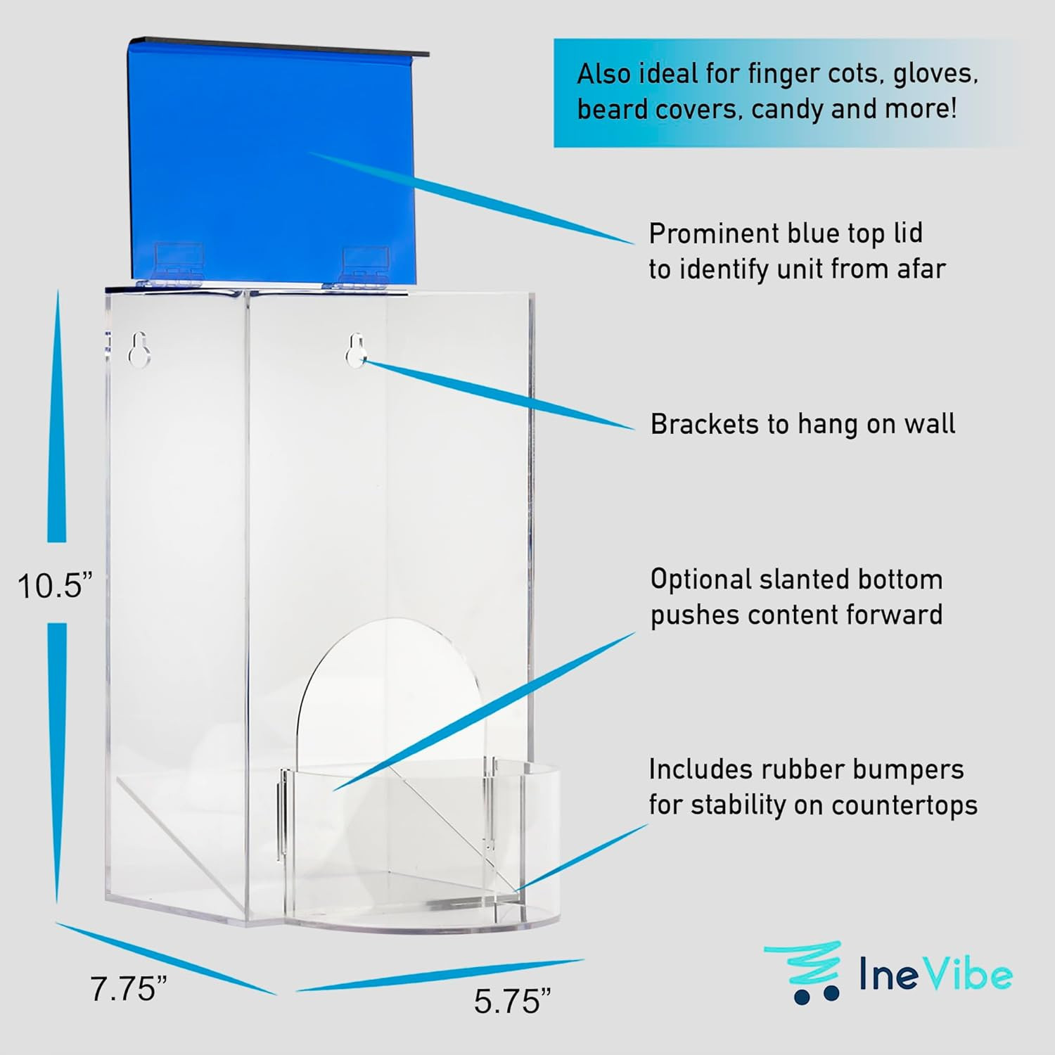 Earplug Holder, Universal Clear Acrylic Storage with Blue Lid for Small Bulk Acc