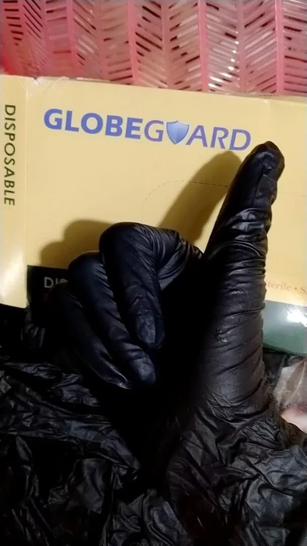 (200PCS) New Quality Nitrile Glove Powder Free / Black Thick / Size L