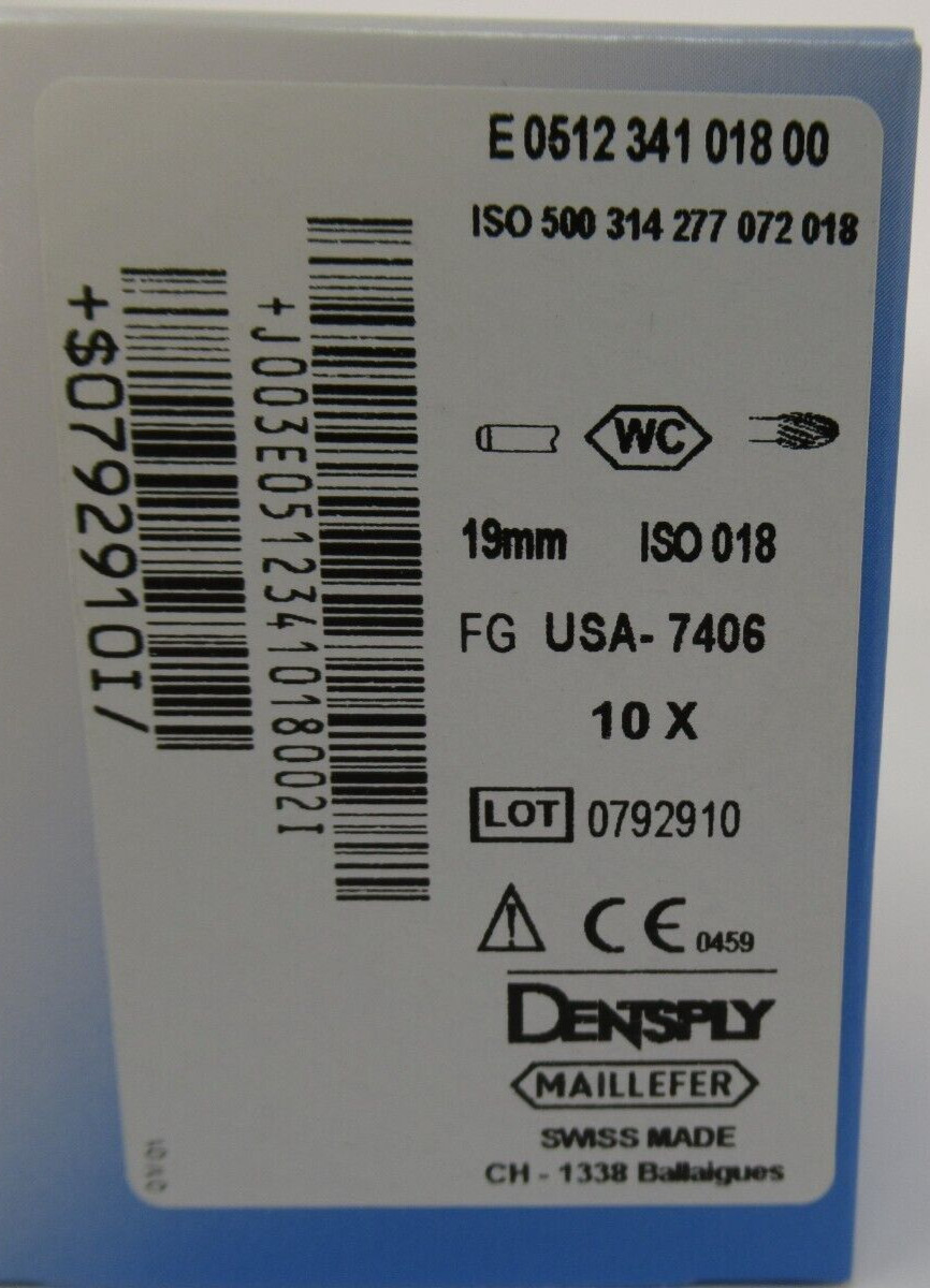 DENTSPLY Trimming & Finishing 12Blade Carbide Burs FG 7406 Egg 10 pack Maillefer