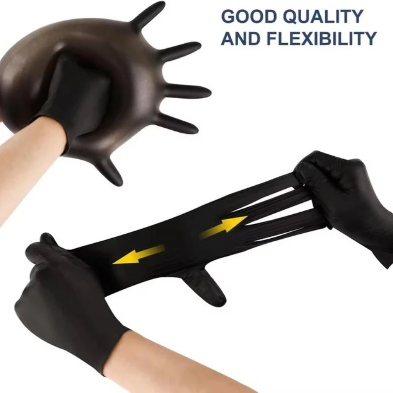 10-400Pcs Disposable Rubber Glove Black Latex Free PVC Gloves Household Kitchen