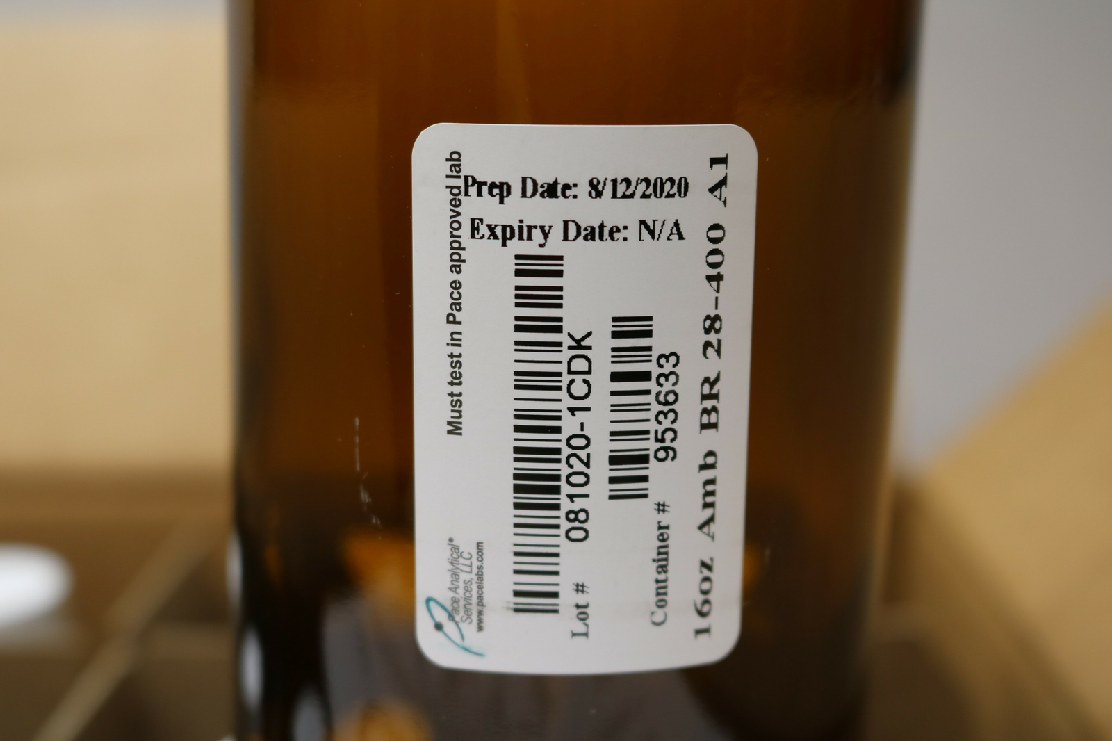 12x Pack 16oz Glass Bottle Amber Brown w/ PTFE Lined Cap Semivolatile Organics