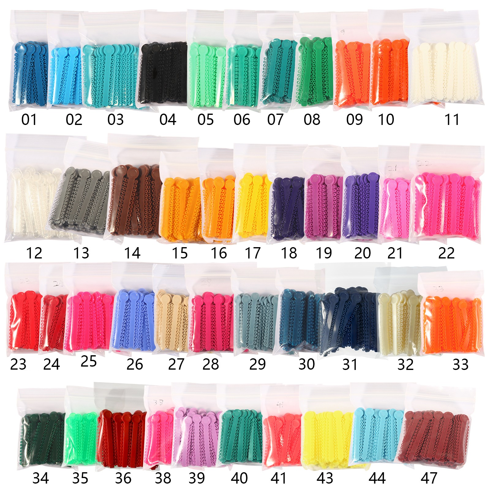 1 Bag Dental Orthodontic Ligature Ties Elastic Rubber Bands 45 Colors 1040 Pcs