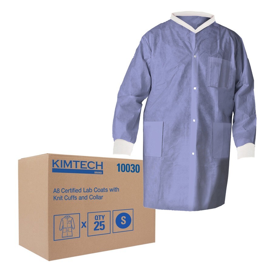 Kimtech Lab Coats A8 Certified Knit Cuffs 10034 Case of 25 Blue 2XL