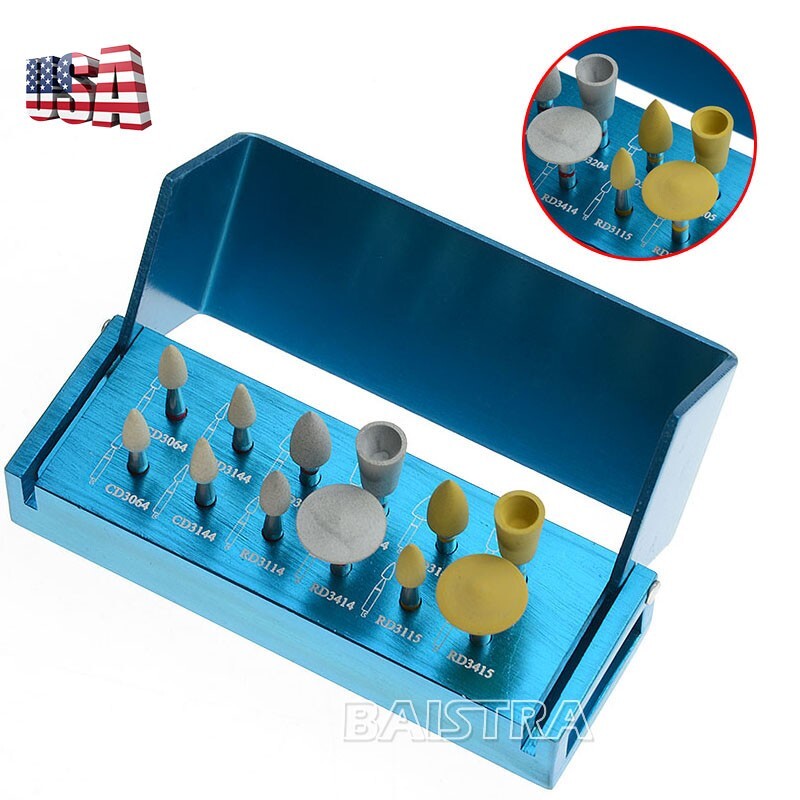 12pcs AZDENT Dental High Gloss Zirconia Polishing RA3112 Kit Polishers for Crown