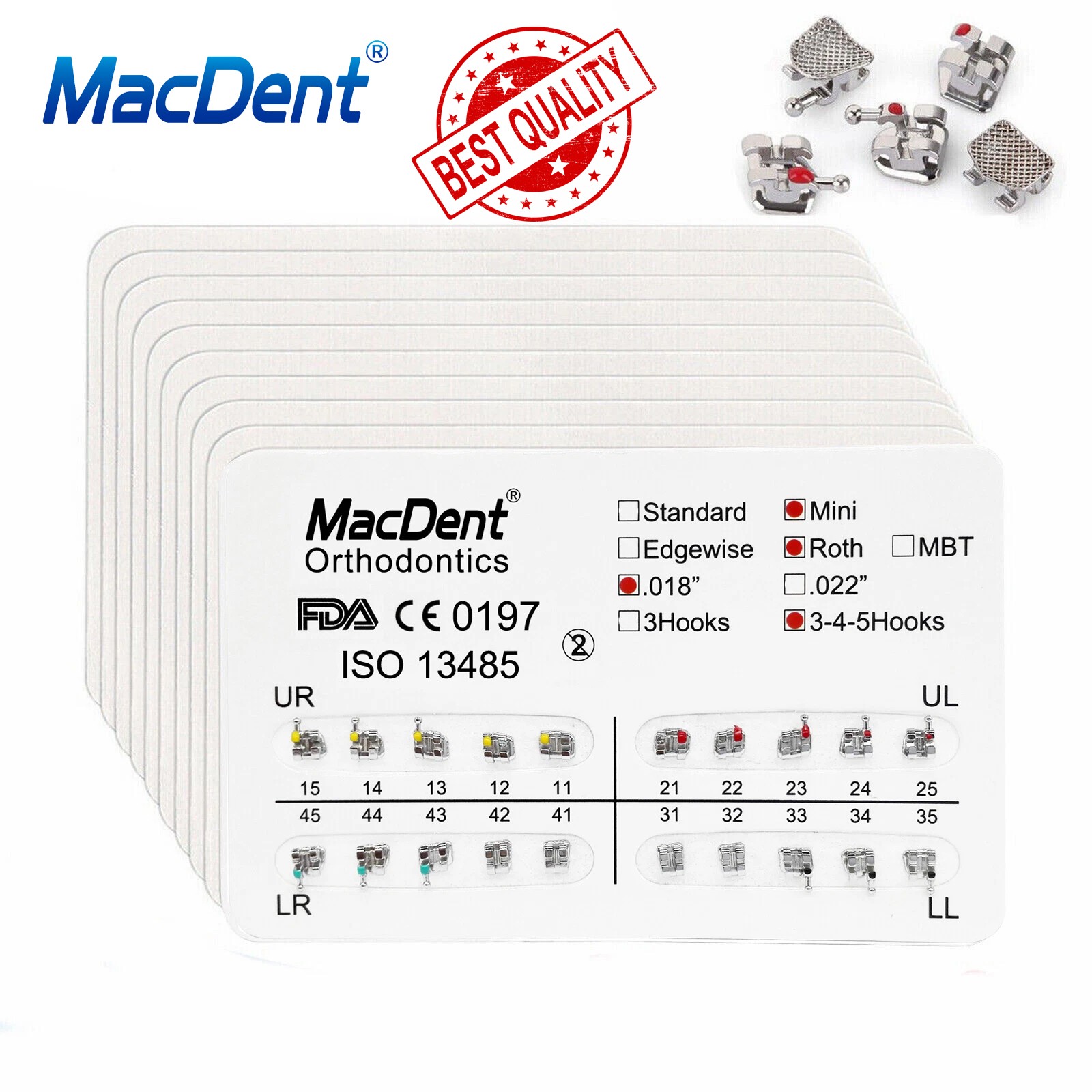 MacDent Dental Orthodontic Metal Brackets Braces Mini/Standard Roth/MBT 022/018