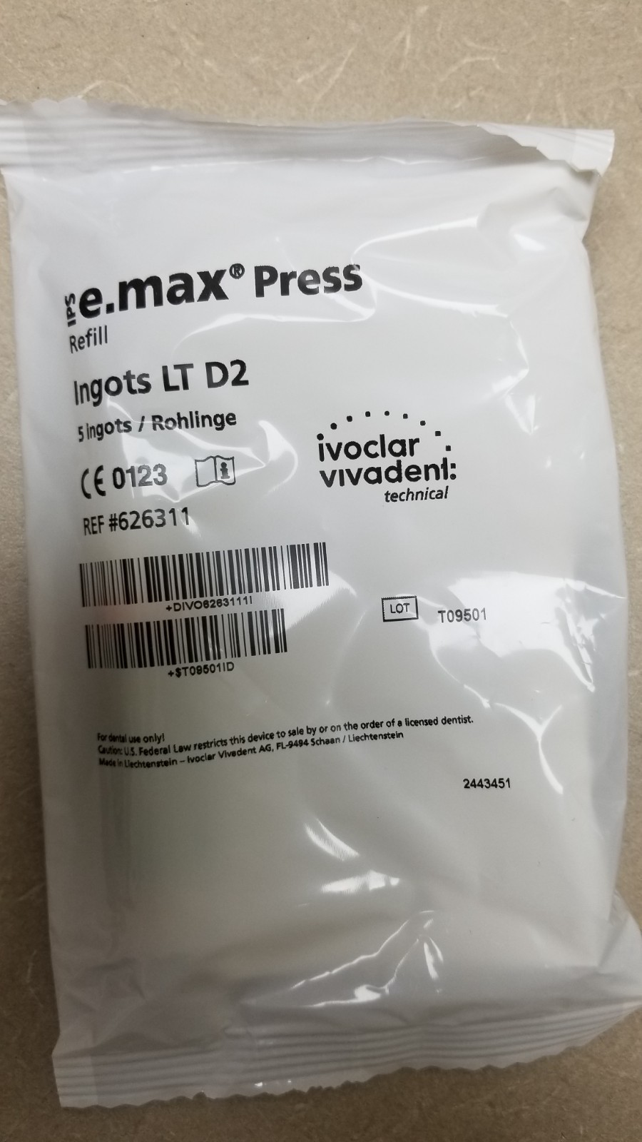 BRAND NEW – LTD2 – IPS E.MAX PRESS – Pack of 5 ingots