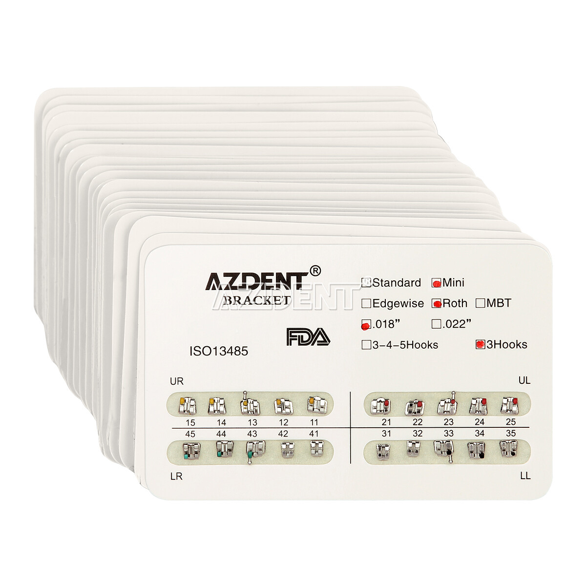 AZDENT Dental Orthodontic Brackets Brace Mini Standard Edgewise Roth MBT 018 022