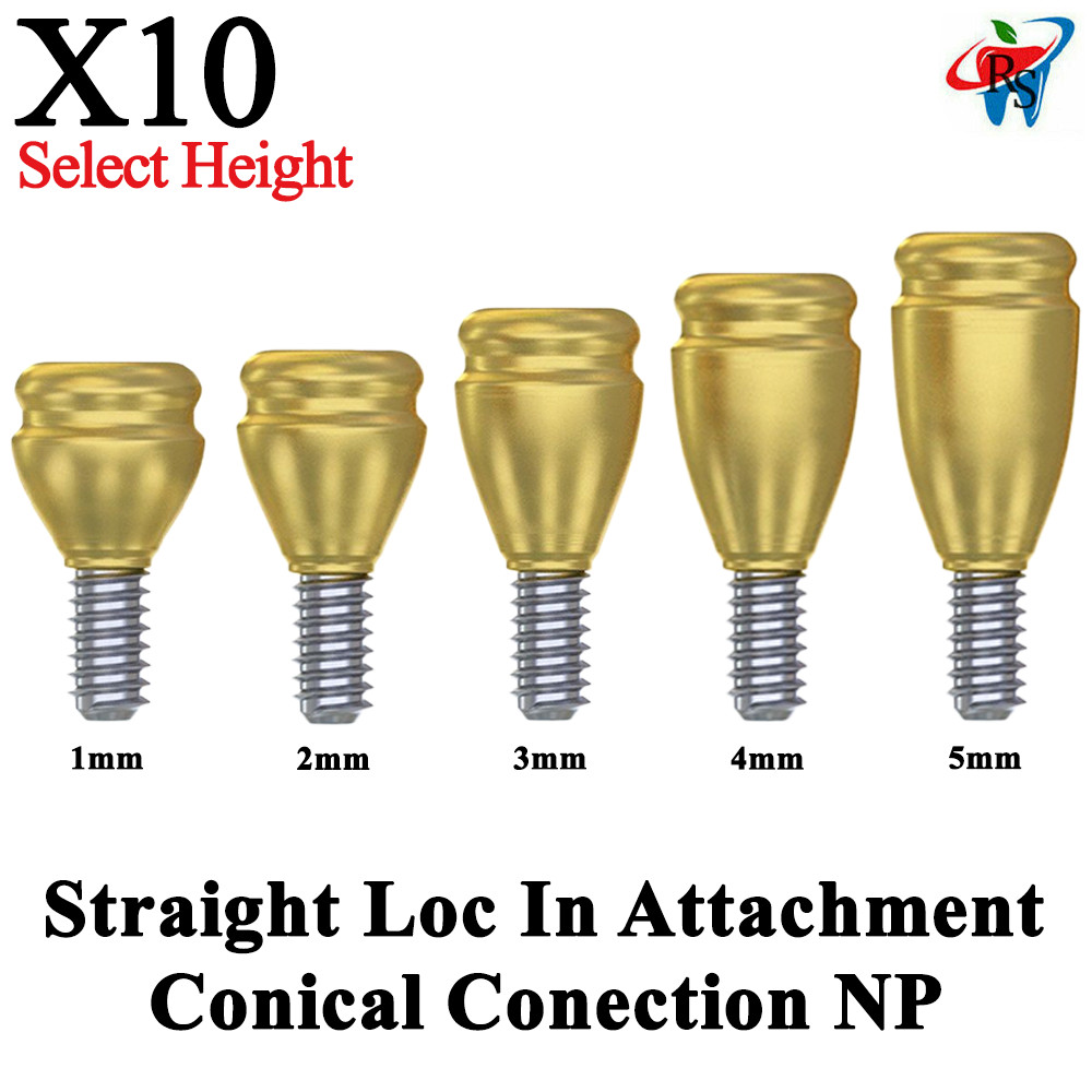 10pcs Dental Straight Loc In Attachment Adapter Head Conical NP Titanium