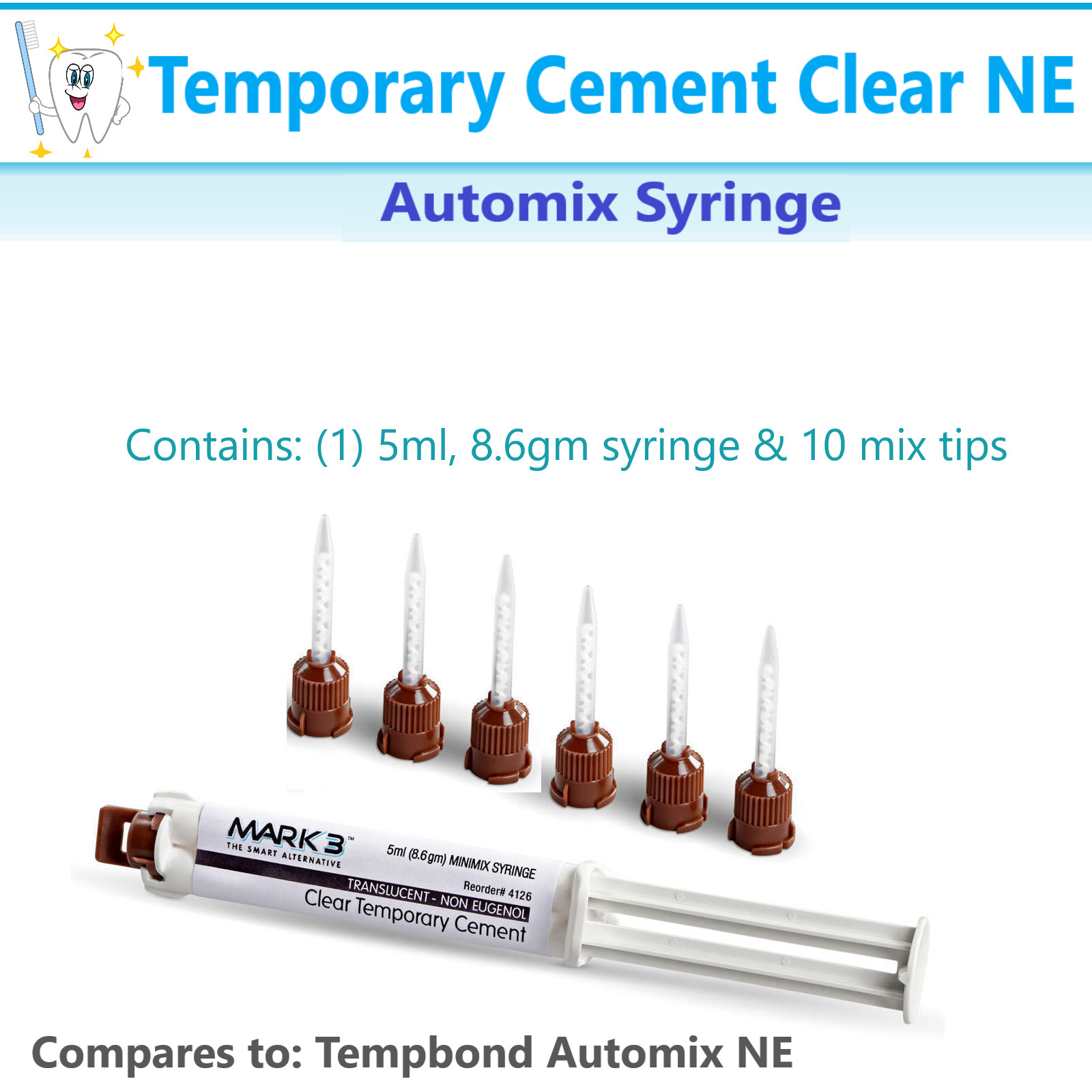 Dental Temporary Cement Clear NE Automix Crown Bridge Cement, Eugenol-free 02/28