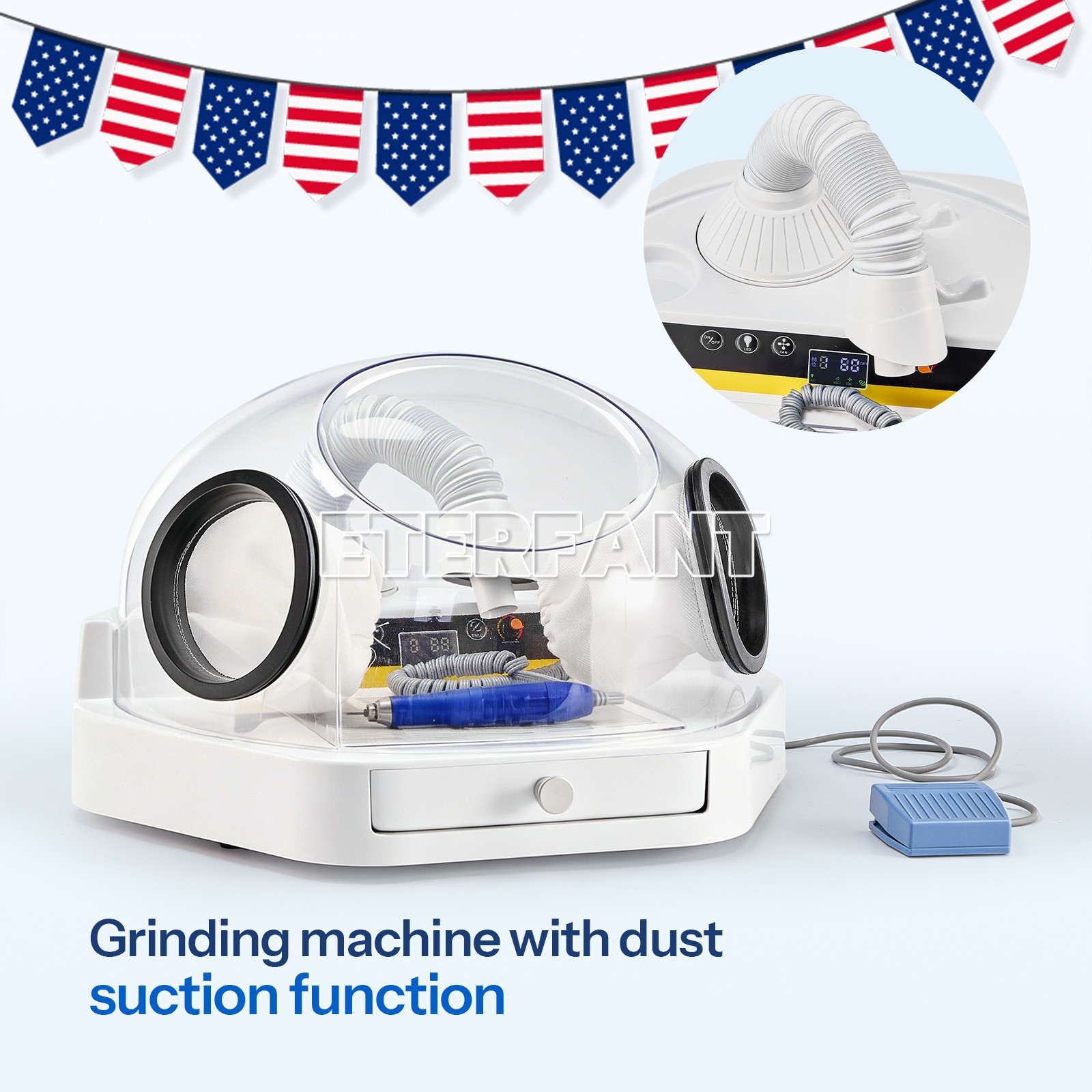 Dental Twin Pen Sandblaster with 2 Al Tanks/Dust-Free Grinding Machine with LED