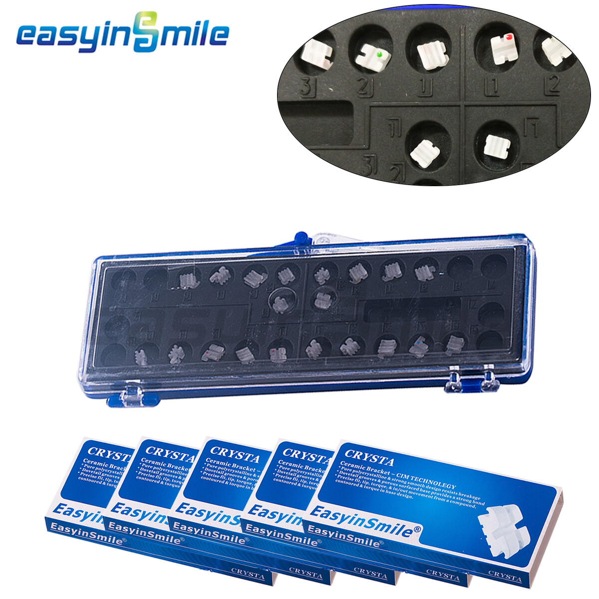 1/10PK Dental Brackets Orthodontic Ceramic Braces Clear MBT Roth 022 Hooks 3/345