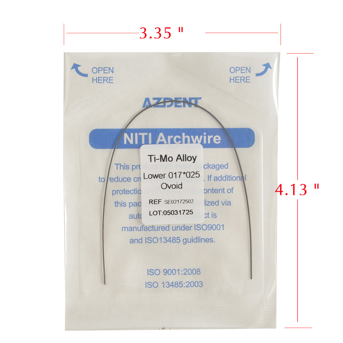 Dental Beta TMA Arch Wires Ti-Mo Alloy Rectangular Ovoid Form 17X25Upper /Lower