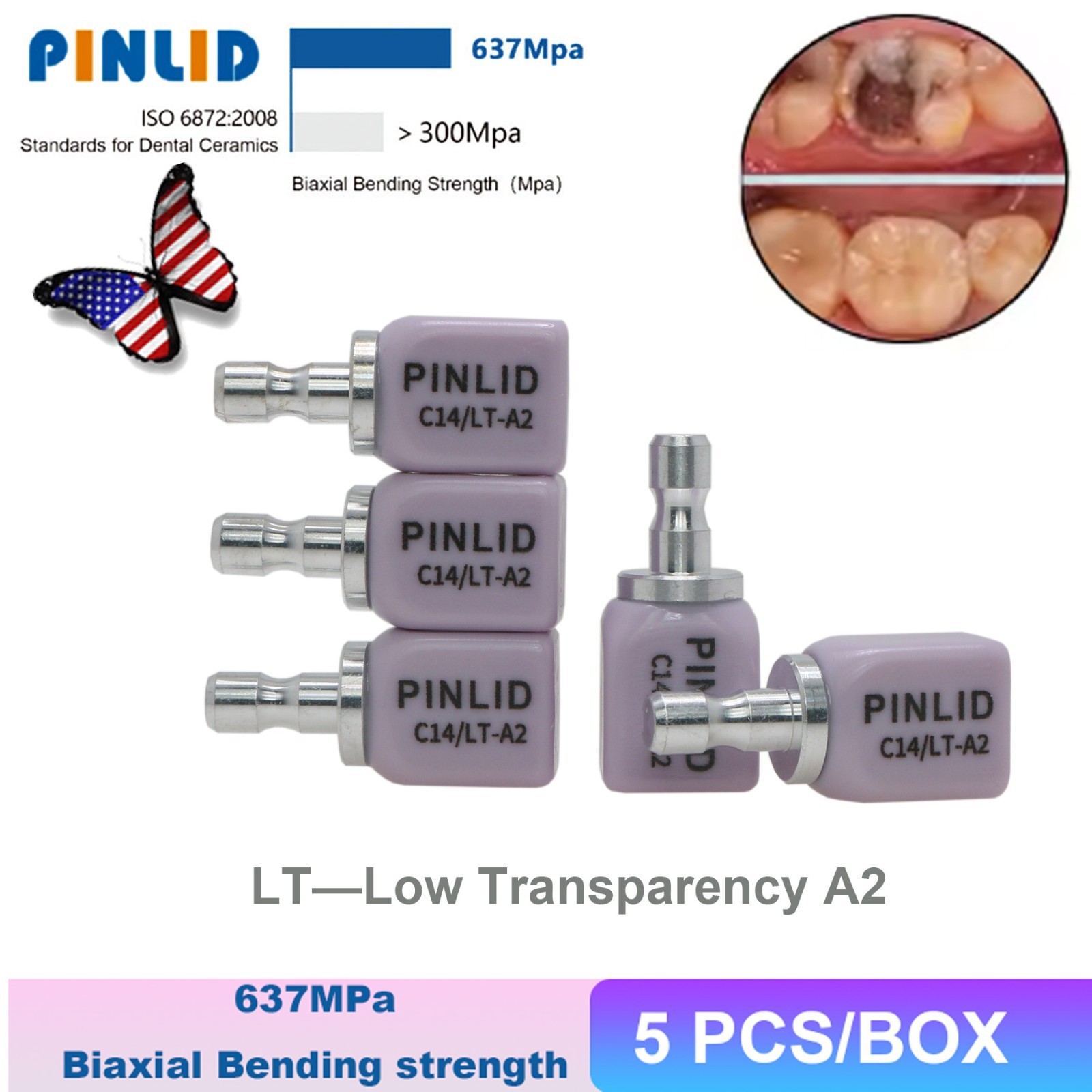 C14 Dental Lithium Disilicate Glass Ceramic Block LT CAD/CAM CEREC Emax 5Pcs/Box