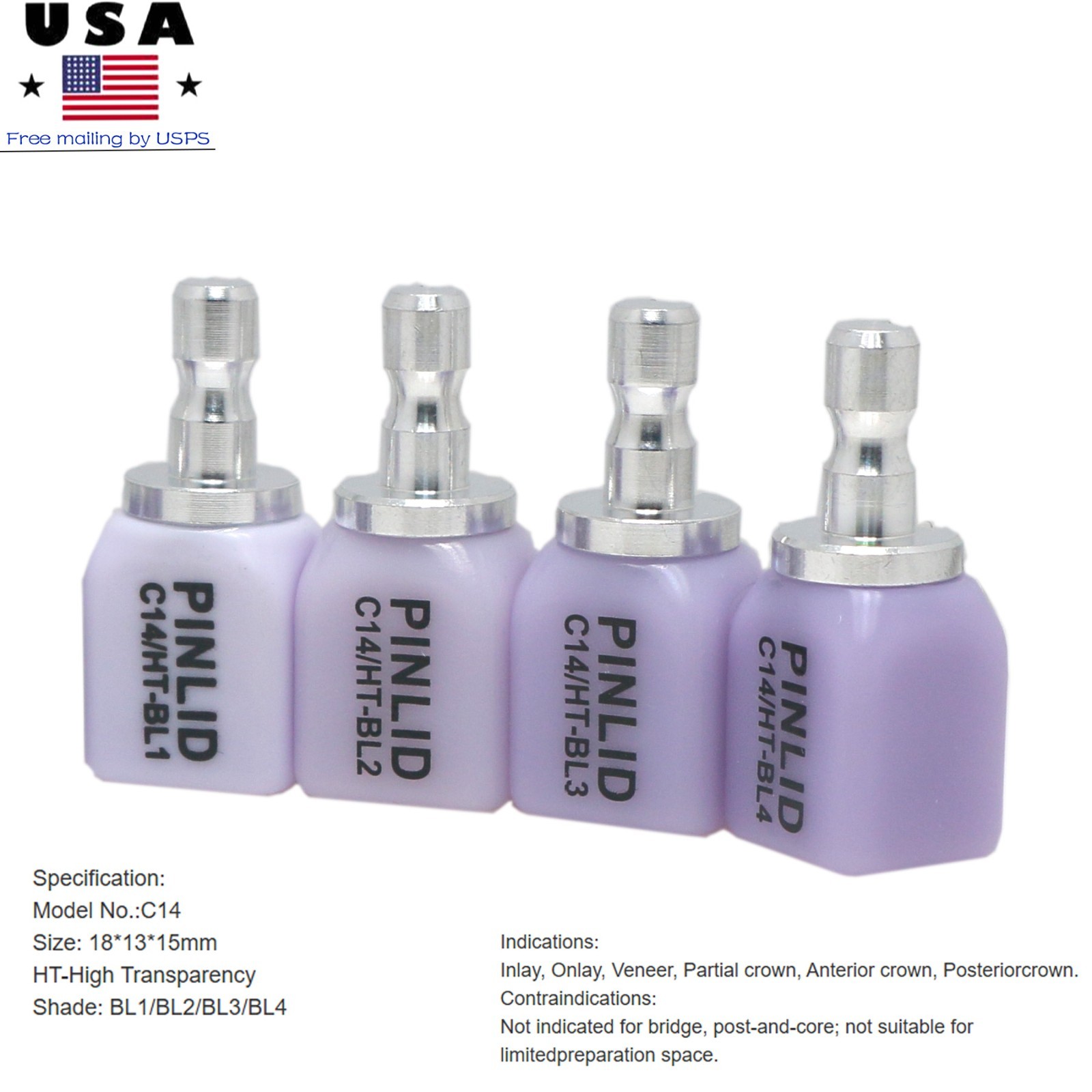 C14 Glass Ceramic Blocks HT/LT Lithium Disilicate CAD/CAM Cerec Blocks 5Pcs/Box