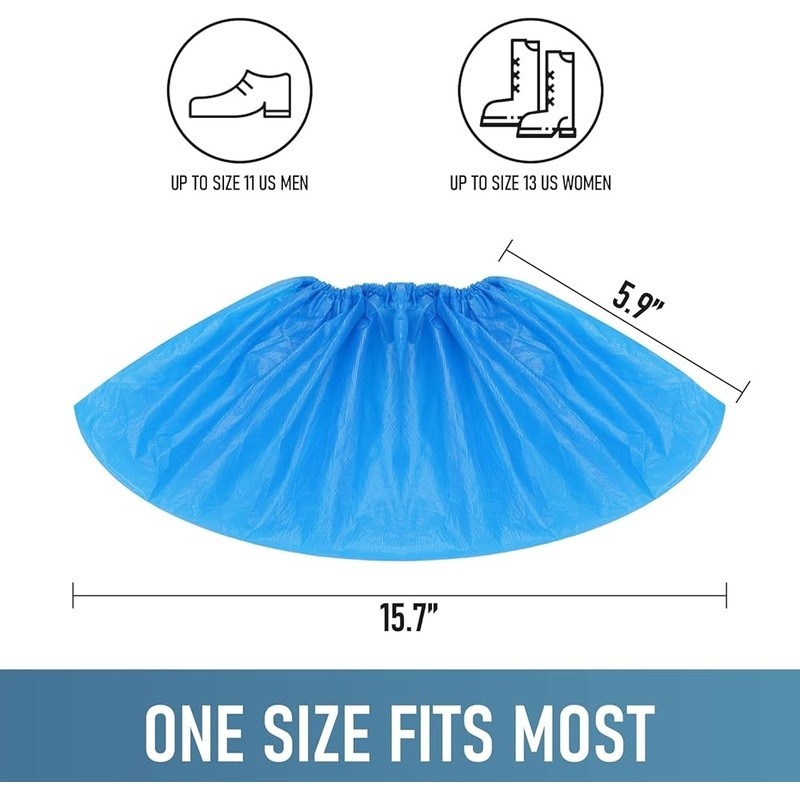 Disposable CPE Shoe Covers Waterproof Non-slip 200 Pcs Indoor Outdoor Use