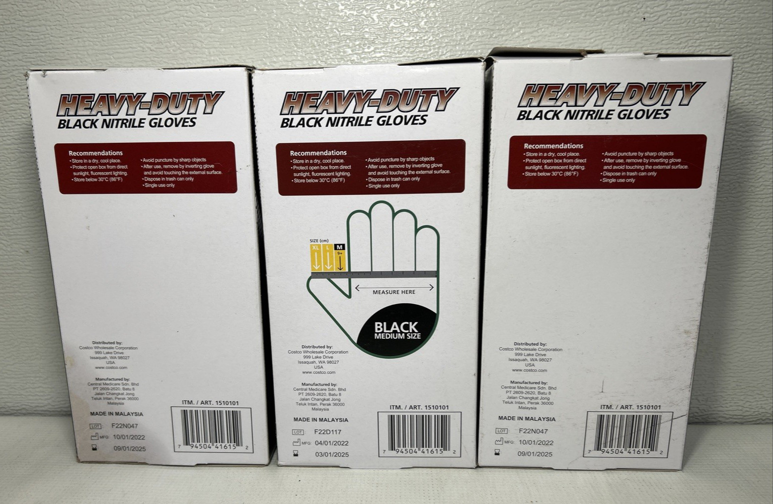 Lot of Heavy Duty Black Nitrile Exam Glove MED Textured Powder-Free Ambidextrous