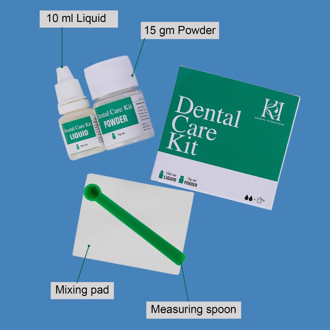 KI Zinc Oxide-Eugenol Dental Cement Kit for Crowns & Clear or Transparent