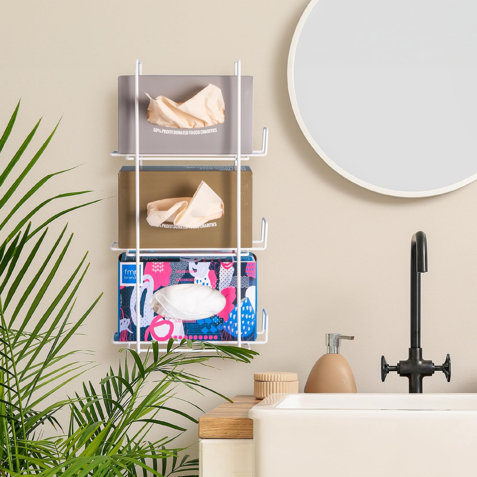 Triple Glove Holder For Wall Mount Wire Rack Disposable Napkin Gloves Box Holder