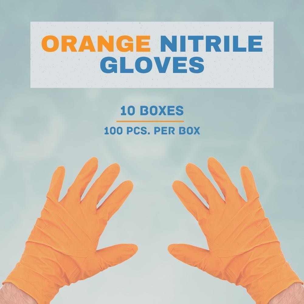 Medium 5 Mil Full Textured Orange Nitrile Powder Free Disposable Gloves 1000 Pcs