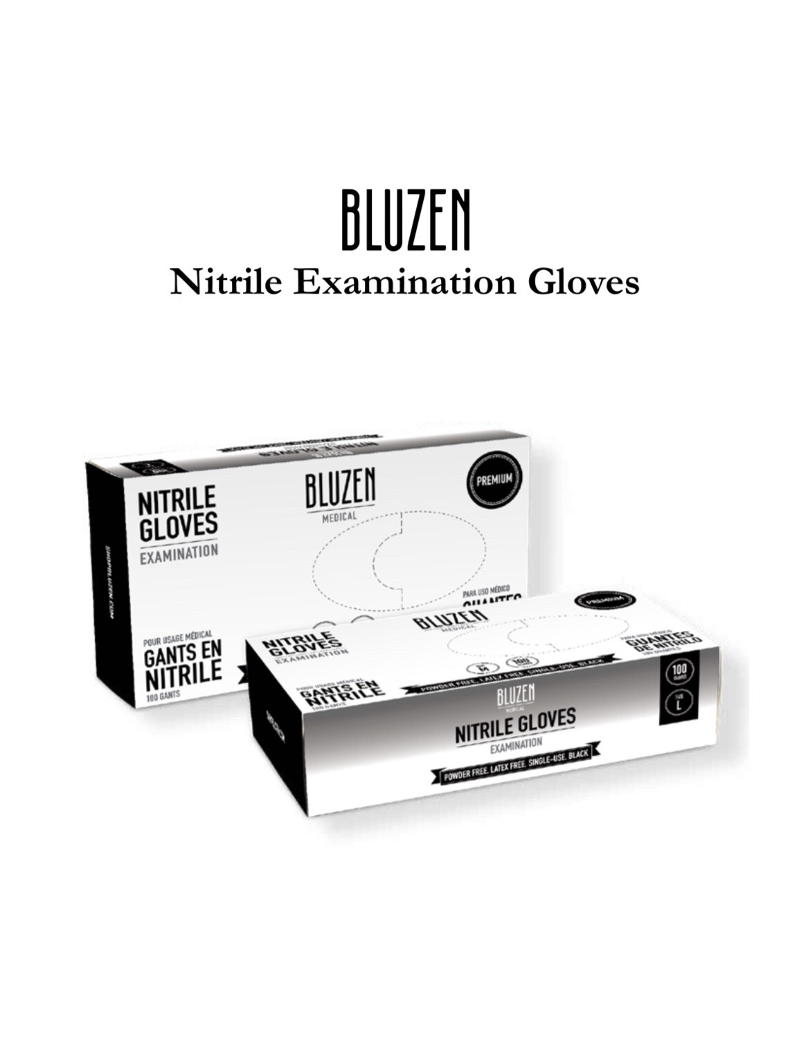 Disposable Nitrile Gloves Industrial / Medical Black Latex & Powder Free BluZen