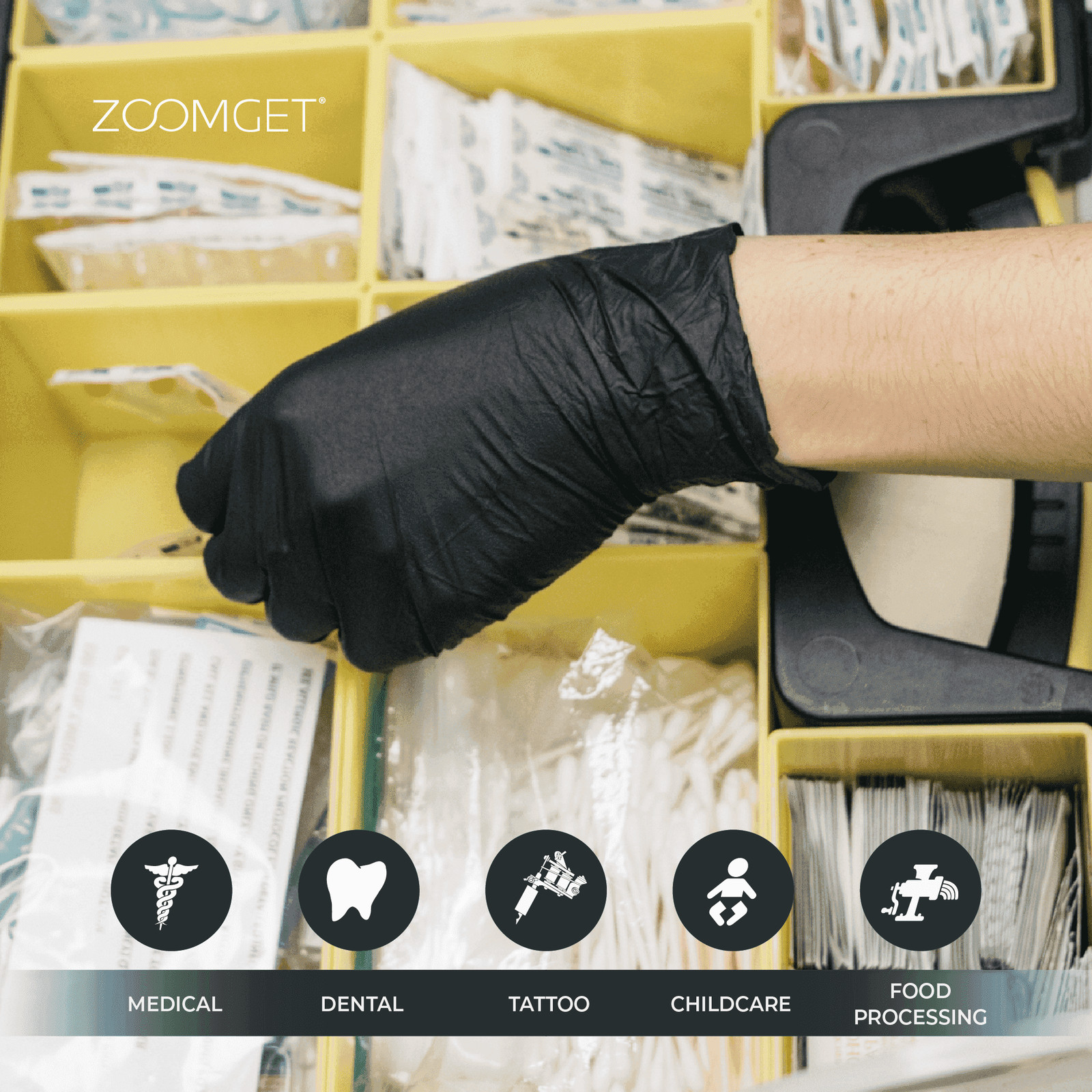 1st Choice Black Nitrile Disposable Exam Gloves 3 Mil, Latex and Powder-Free,