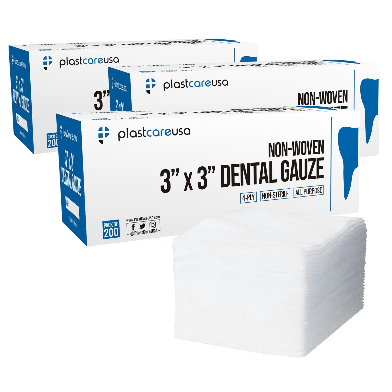600 Count 3×3 Soft 4-Ply Non Woven Gauze Pads – Non Sterile Dental … Fast Ship