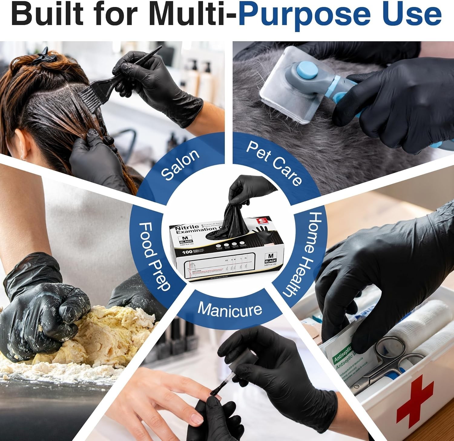 Nitrile Exam Gloves, 4 Mil Black Gloves Disposable Latex Free Powder Free, Fo…