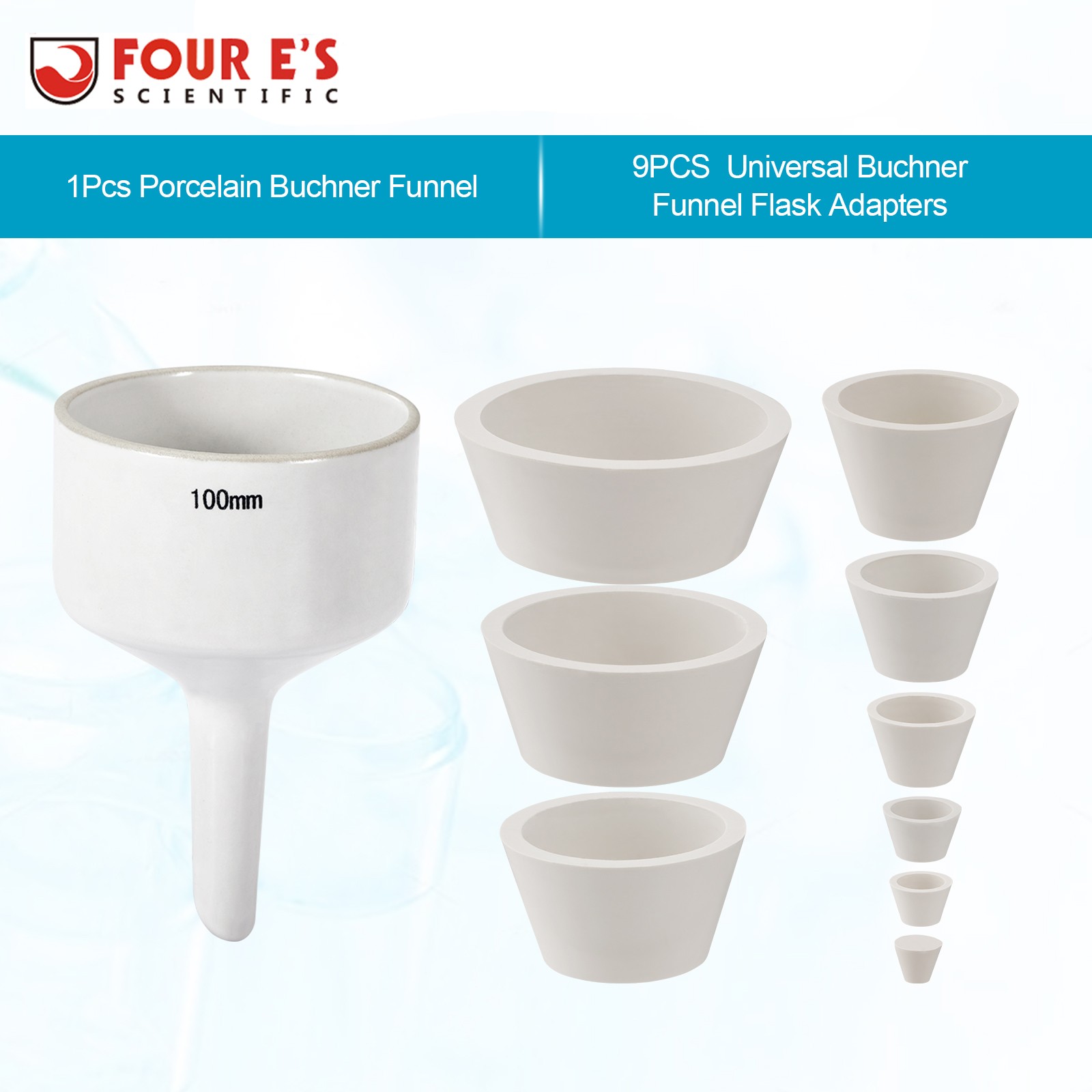Ceramic Buchner Filter Funnel 100mm Lab Supplies Porcelain Funnels Flask Adapter