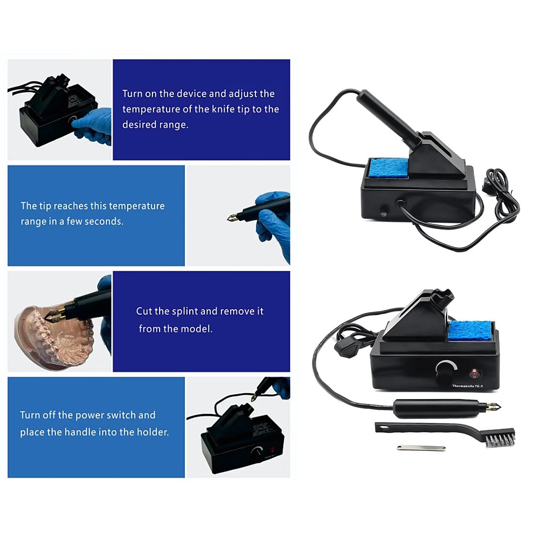 Electric Dental Thermoplastic Engraver Cutter Orthodontic Heating Cutting Knife