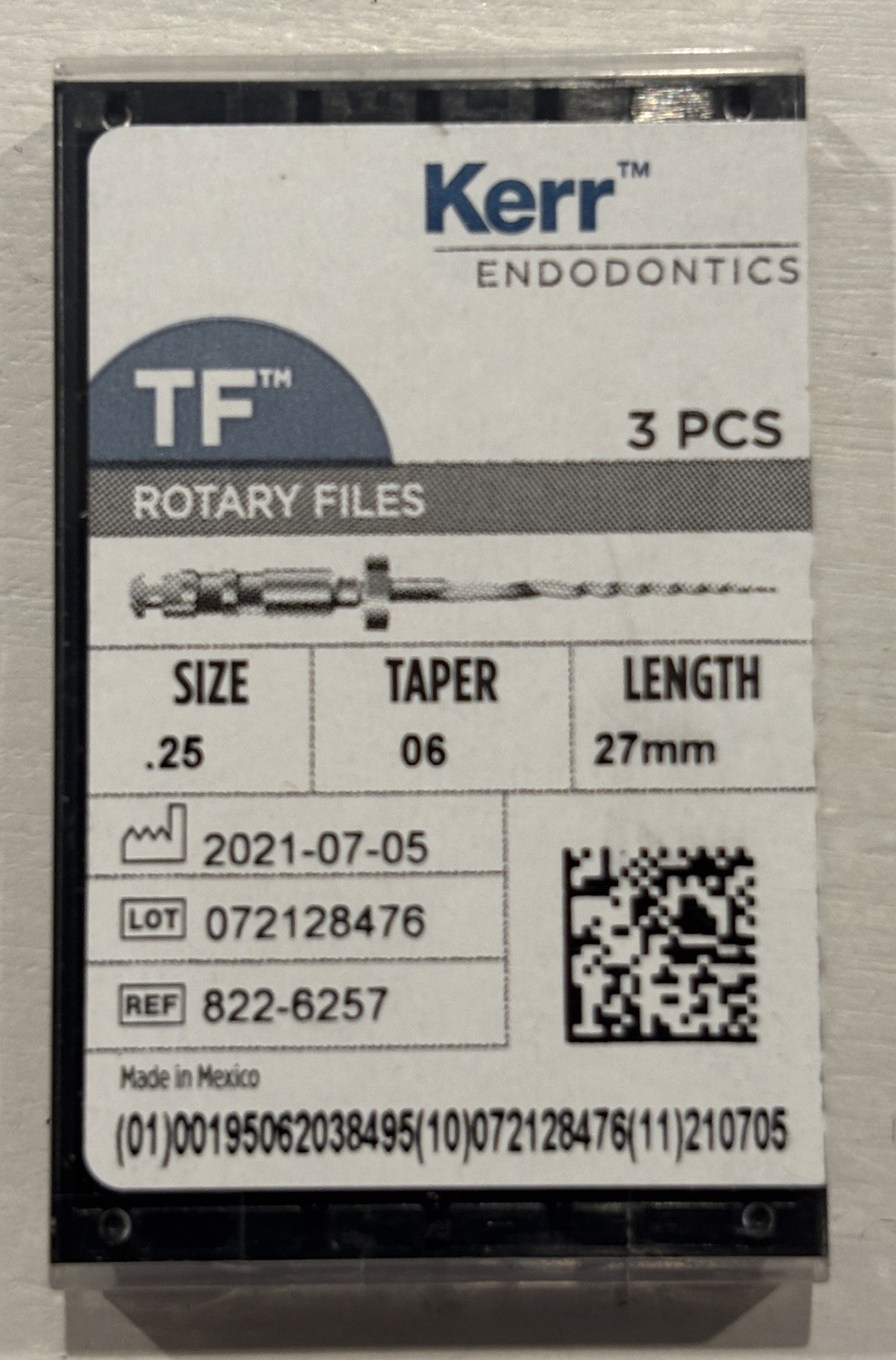 Kerr Dental Twisted Files #25 .06 taper 27mm . 19 packs-57 files total. NIB.