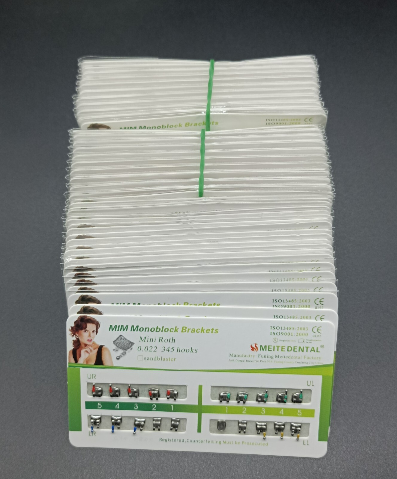 Dental Orthodontic MIM Monoblock Brackets Mini Roth 022 Slot 345 hooks Mesh Base