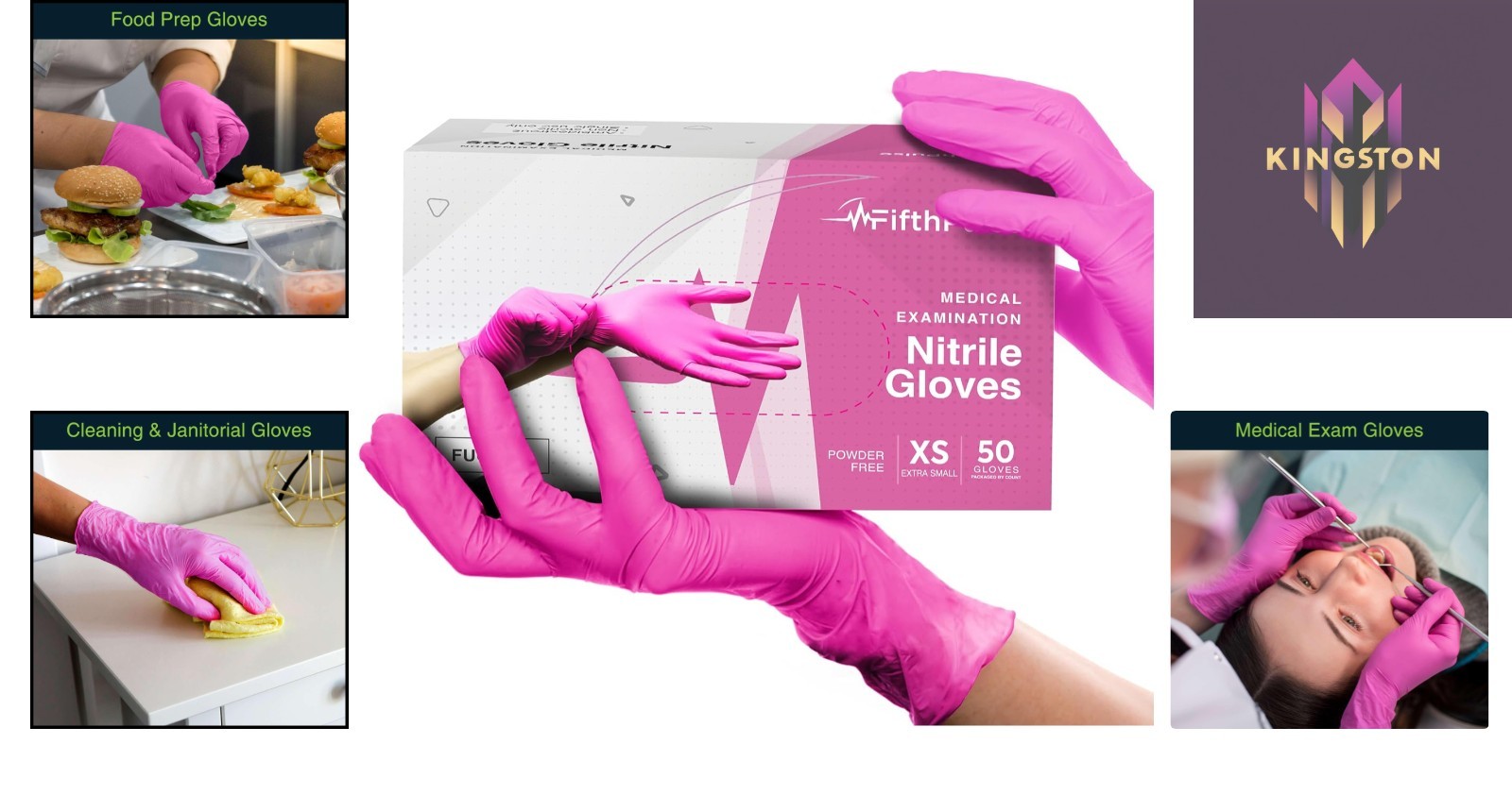 Hot Pink 3 Mil Nitrile Exam Gloves – Unisex, Latex-Free, Pack of 50 for Safety