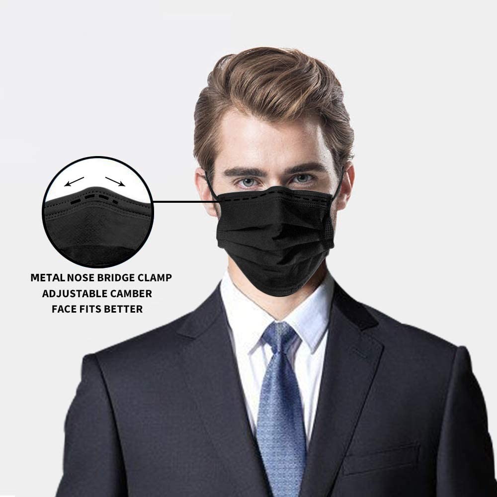 New Small Medium Face 10-500 Black KN95 Face Mask Disposable Respirator 5 Layer