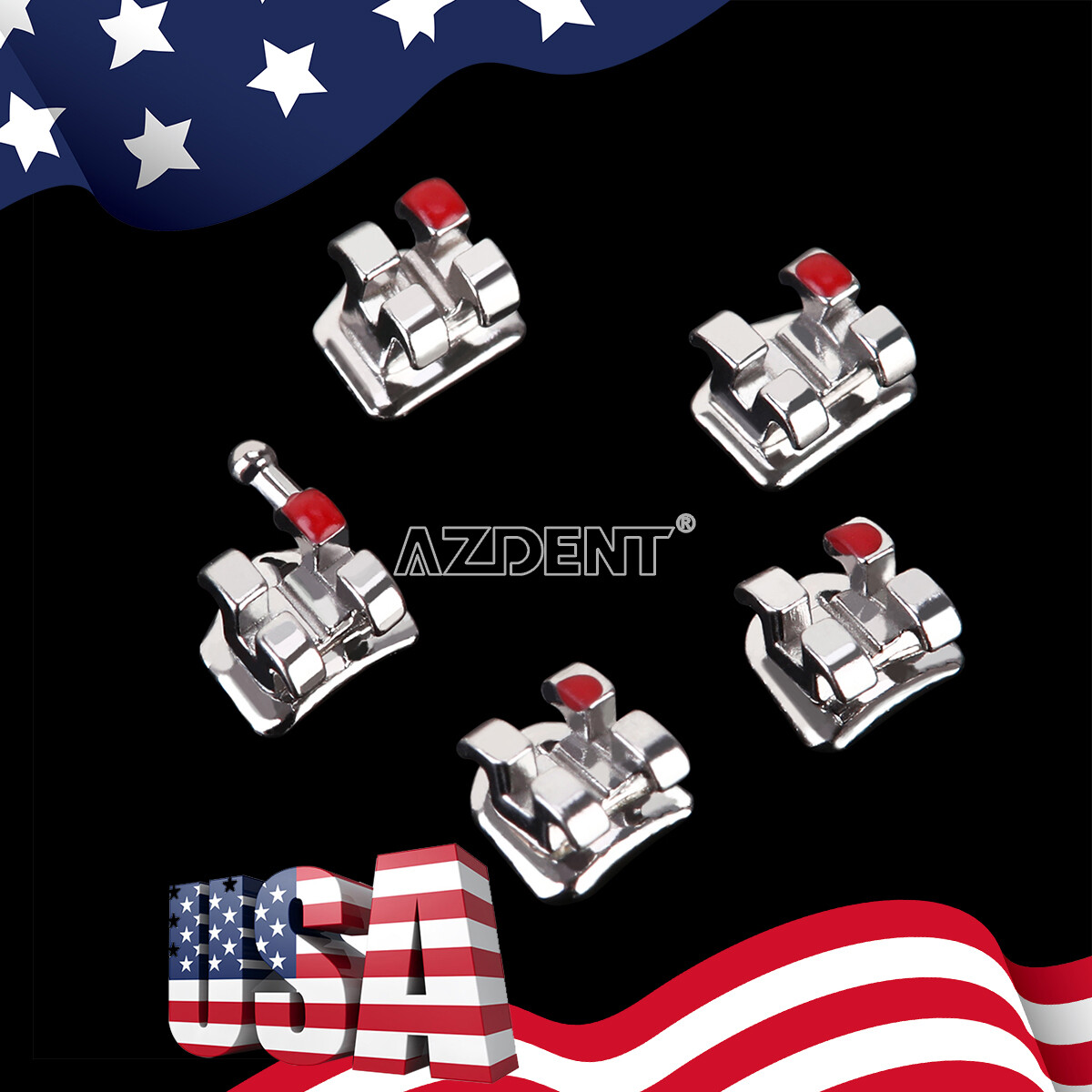 10 Packs AZDENT Dental Orthodontic Brackets Braces Metal Mini Roth.018 Hooks 345