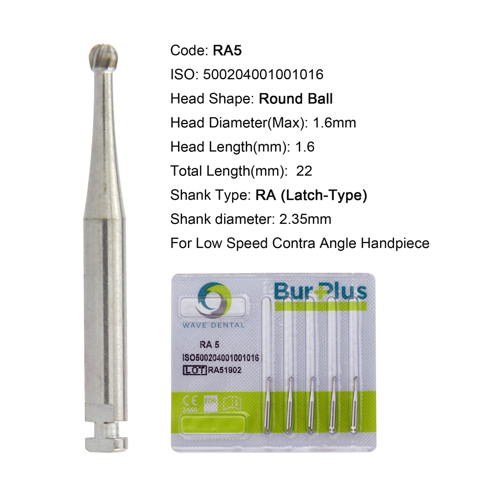 WAVE Dental Latch Round Carbide Burs RA 2 4 6 8 Surgical Bur RA SURG Slow Speed