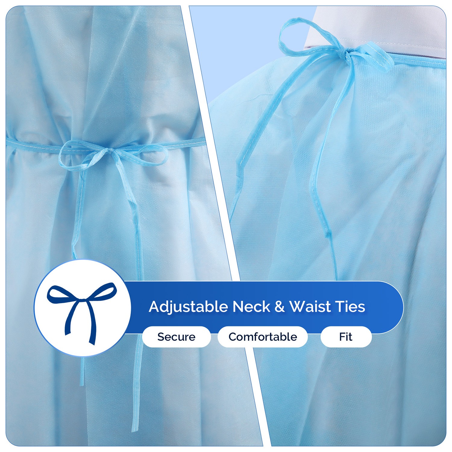 10 X Disposable Isolation Gowns Unisex Knitted Cuffs PP Elastic Cuff Universal