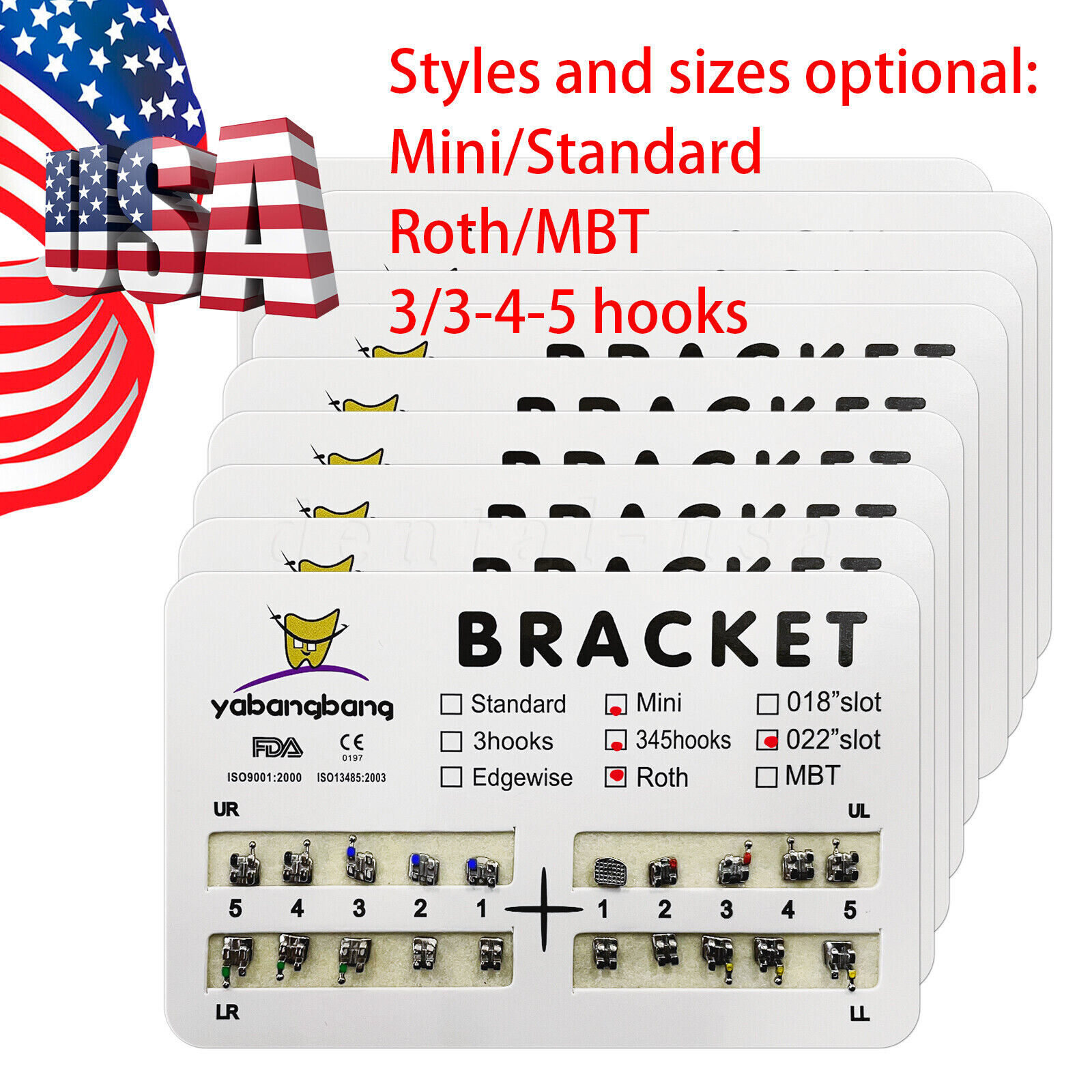 Yabangbang Orthodontic Dental Brackets Braces Mini Standard Roth MBT.022/ Hooks