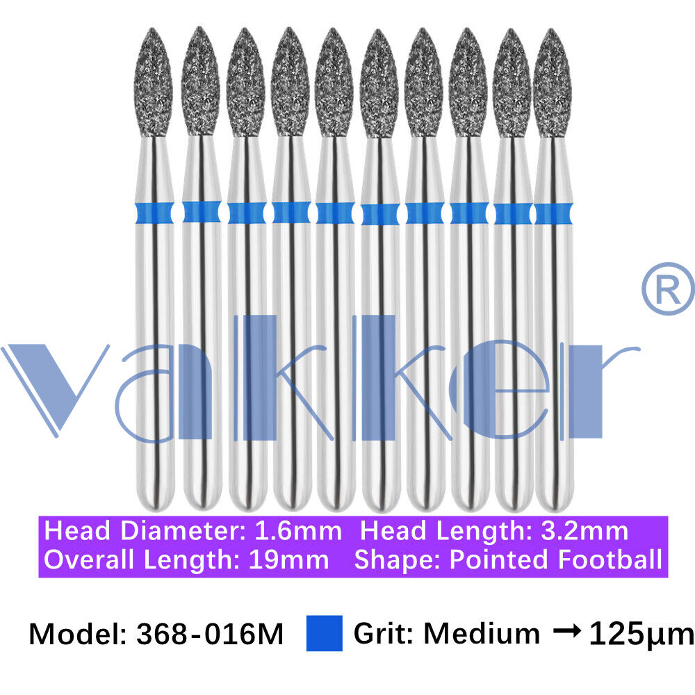 10pc Vakker Dental FG Football Egg Shape Diamond Burs for High Speed Handpiece