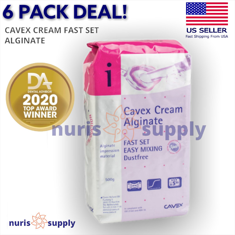 6 Pack Cavex Cream Alginate Fast Set Impression Material Bubble Gum Aroma 6x500g