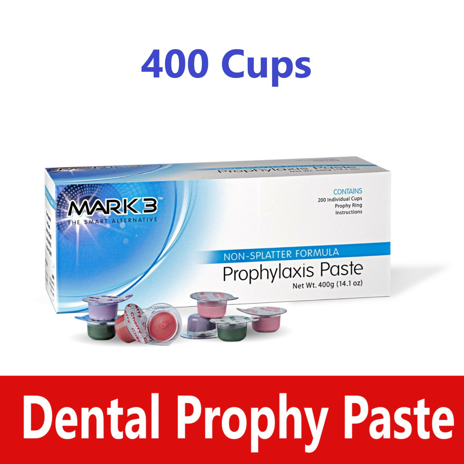 Dental Prophy Paste 400 cups Prophylaxis Non splatter, Imroved Blend Formula