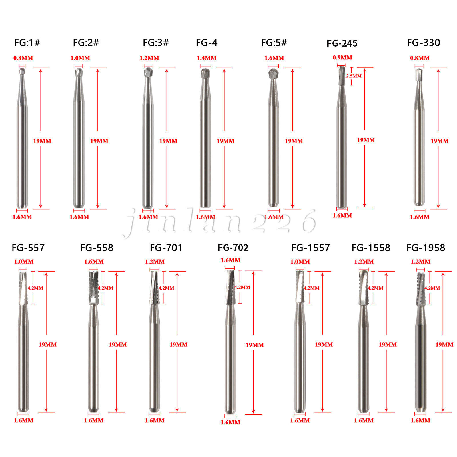 Dental FG Tungsten Carbide Burs for High Speed Handpiece Inverted Cone Bur usa