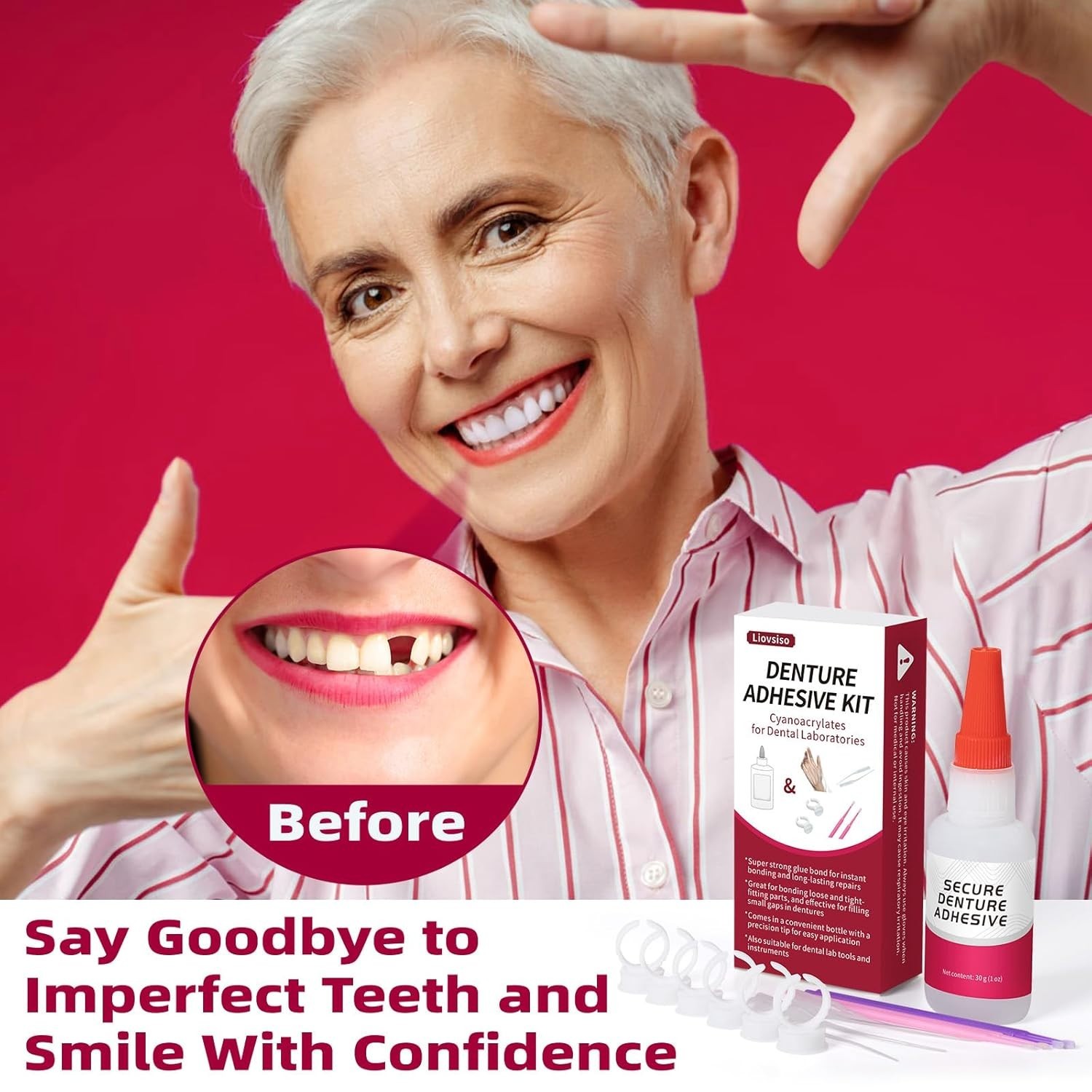 Dental Lab Instant Bonding Dental Glue 1oz, Repair Cracks & Secure Loose Teet…