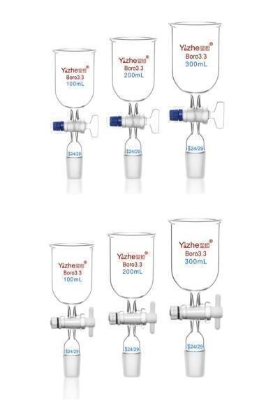 Chemistry Laboratory Glassware: 50ml-1000ml Cylindrical Funnel w/ PTFE Piston