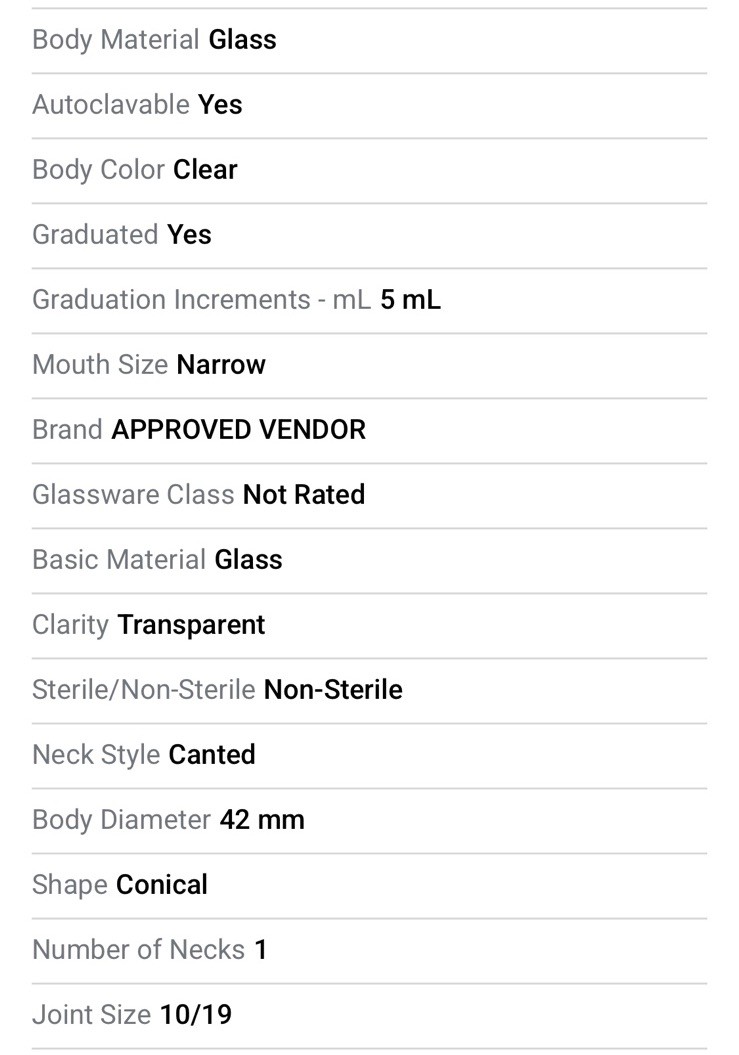 LSS Glass 25ml Erlenmeyer Flask with Ground Mouth, Clear, 12 PK