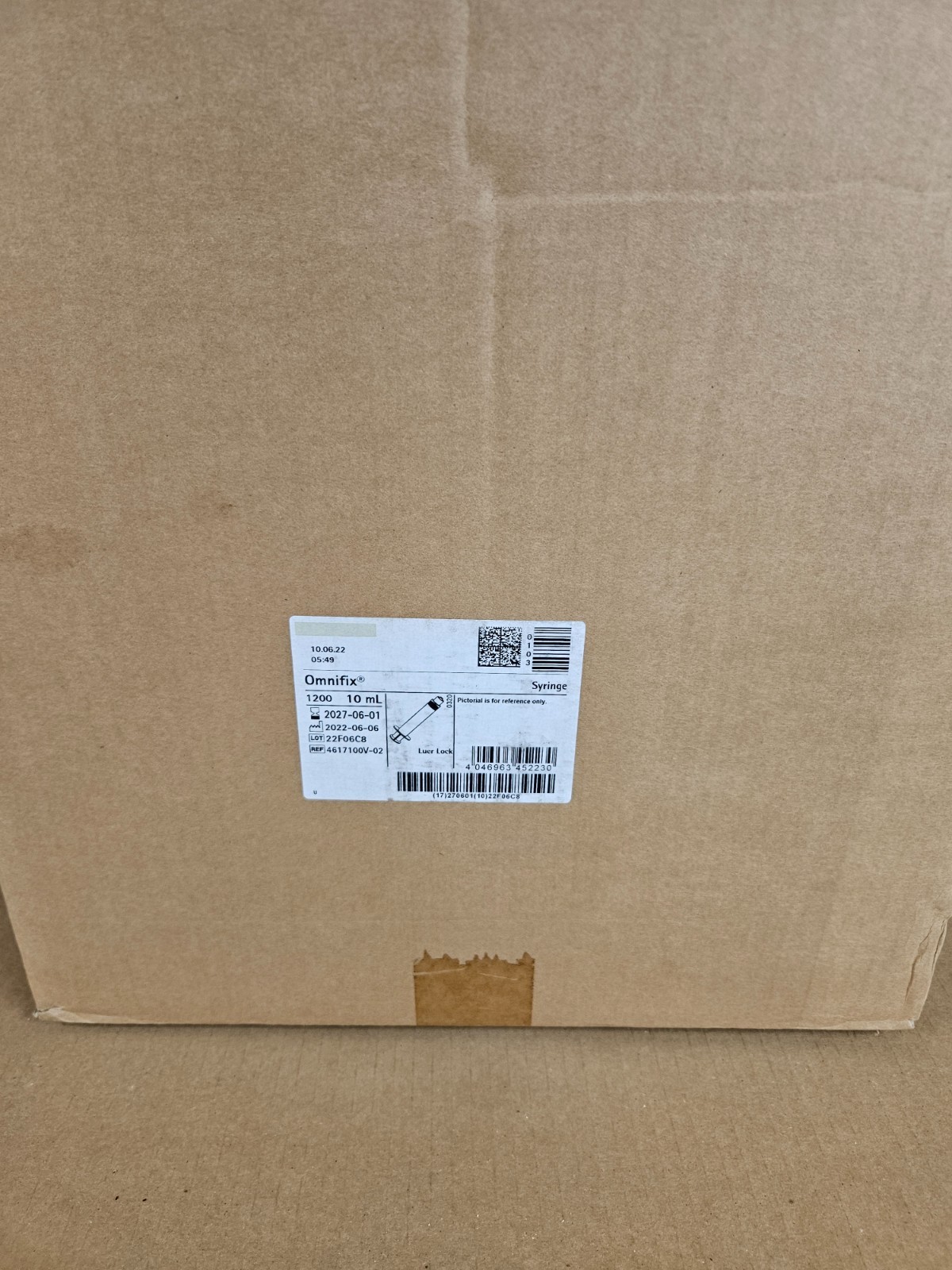 4617100V-02 OMNIFIX Syringe – Luer Lock Sterile Syringe, 10 mL Braun 1,200 units