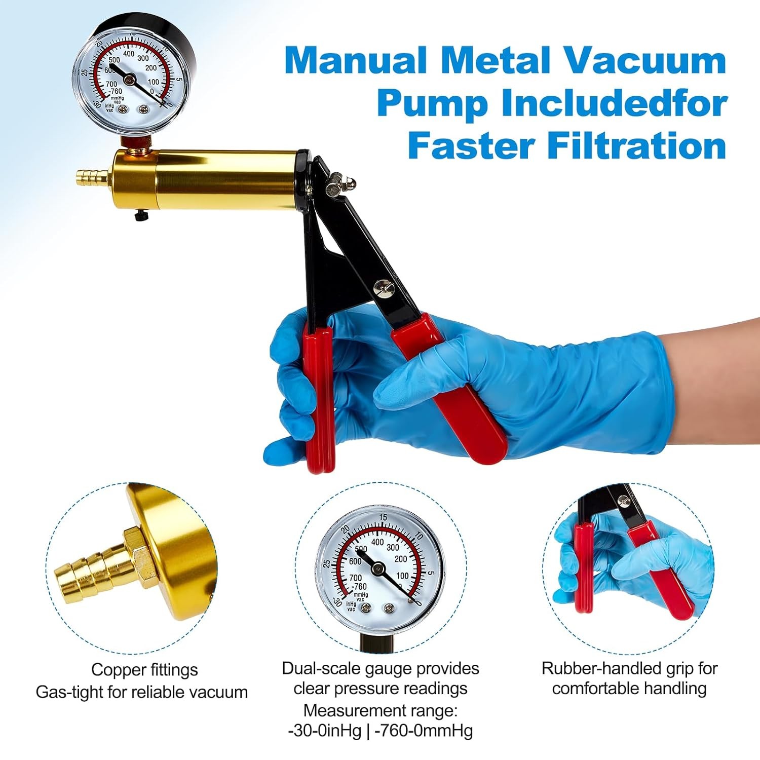 1000mL Glass Lab Vacuum Filtration Buchner Funnel Suction Flask Vacuum Pump New