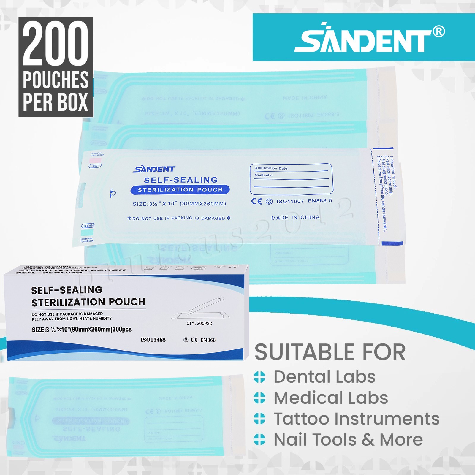 400 3.5″ x 10″ Self-Sealing Sterilization Pouch Tattoo Dental Pouches